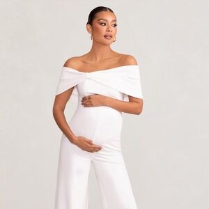Club L Bardot Bow Maternity Bridal Jumpsuit